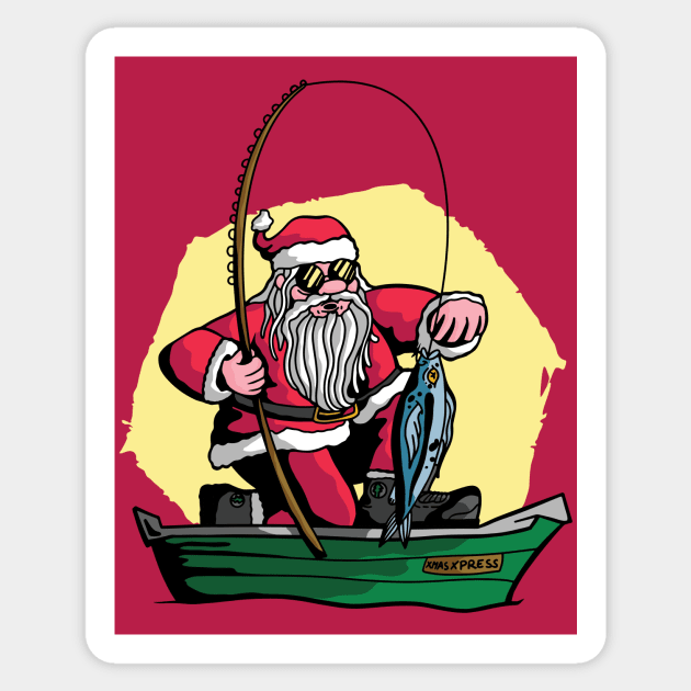 Funny Fishing Santa Claus Sticker by SLAG_Creative